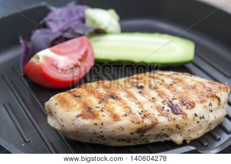 Grilled Chicken Breast With Vegetables And Herbs
