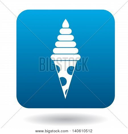 Tasty ice cream cone icon in simple style isolated on white background