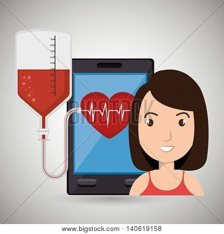 woman young bood smartphone vector illustration eps 10