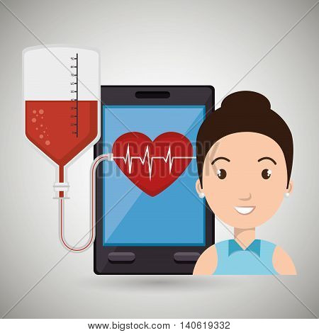 woman young bood smartphone vector illustration eps 10
