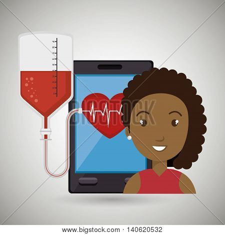 woman young bood smartphone vector illustration eps 10