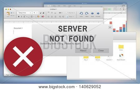Server Not Found Error Inaccessible Concept