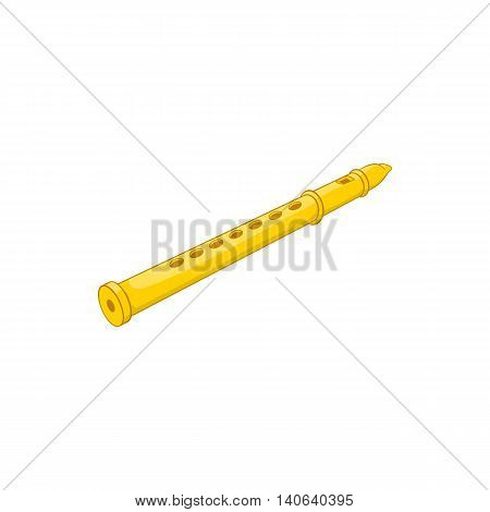 Flute icon in cartoon style isolated on white background. Musical instrument symbol