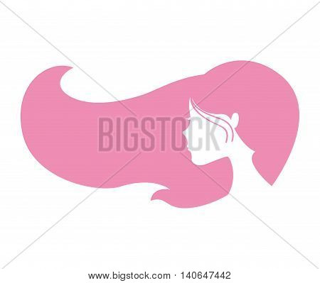 woman hair silhoeutte pink icon vector isolated graphic