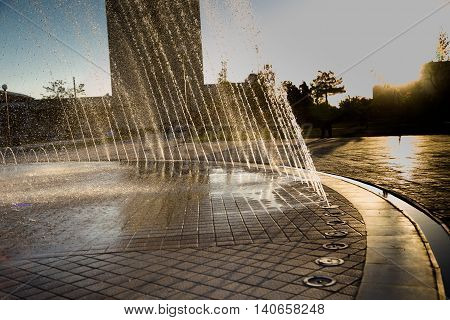 Beautiful Fountain In Park, Old Bukhara City, Uzbekistan