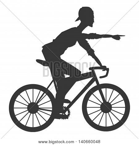 flat design man riding bike silhouette icon vector illustration