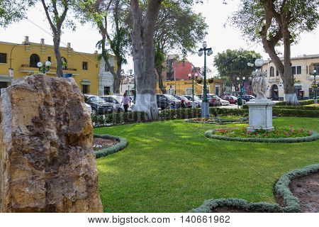 Main Square Garden In Barranco Lima