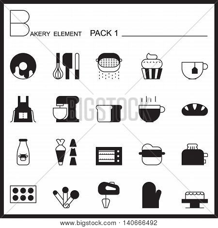 Bakery line icons set.Mono icons pack 1.Pictagram outline.