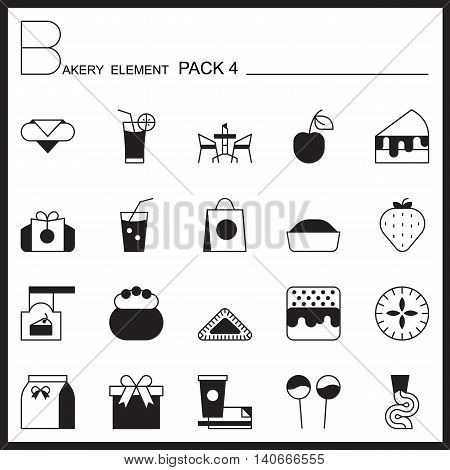 Bakery line icons set.Mono icons pack 4.Pictagram outline.