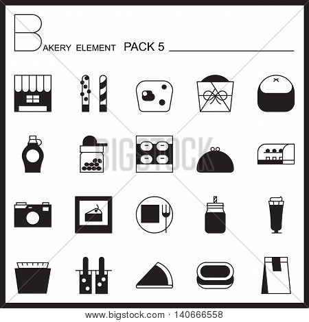 Bakery line icons set.Mono icons pack 5.Pictagram outline.