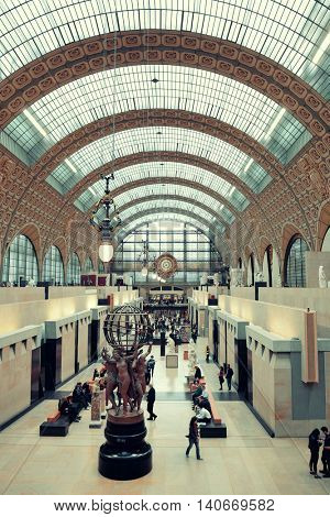 PARIS, FRANCE - MAY 13: D'Orsay interior view on May 13, 2015 in Paris. It host the world's largest collection of impressionist and post-impressionist masterpieces.