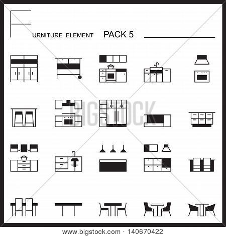 Furniture and home decorate line icons pack 5.Mono outline icons.pictogram illustration.