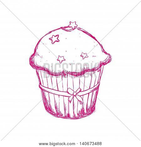 Bakery concept represented by muffing cupcake icon. Isolated and sketch illustration