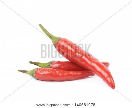 Few red italian peppers, composition isolated over the white background