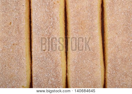 Surface covered with the multiple ladyfinger savoiardi biscuit cookies as a backdrop texture composition