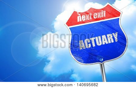 actuary, 3D rendering, blue street sign