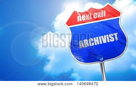 archivist, 3D rendering, blue street sign