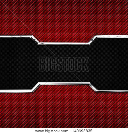 red black carbon fiber and chromium frame. material design. 3d illustration.