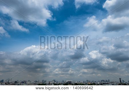 blue sky with cloud in City .