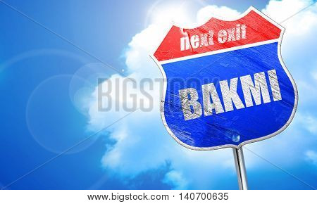 bakmi, 3D rendering, blue street sign