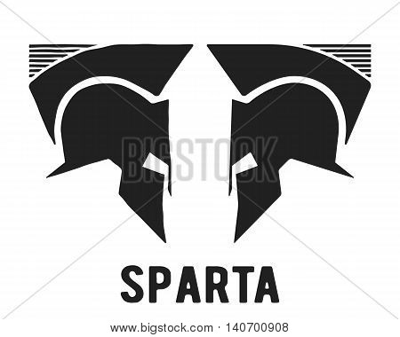 Spartan helmet icon. Two centurion helmet symbol. Vector illustration.