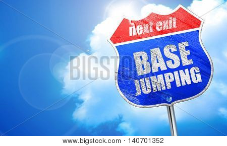 base jumping, 3D rendering, blue street sign