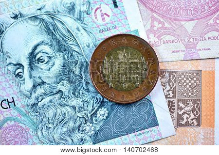 Close up Czech Koruna currency, Czech Republic