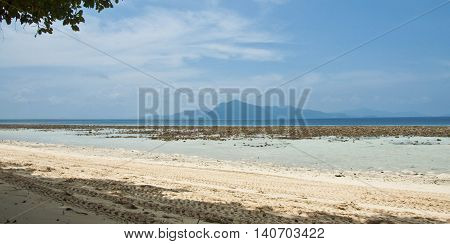 Tropical beach in Sibuan Island, Semporna, Sabah Borneo, Malaysia.