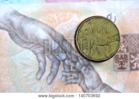 Close up Czech Koruna currency, Czech Republic