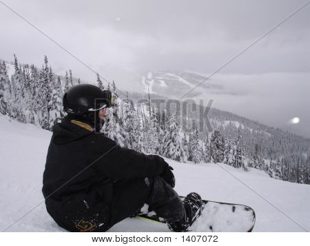 Boarder about to take to the slopes of