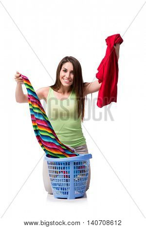 Woman feeling sressed after doing dirty laundry
