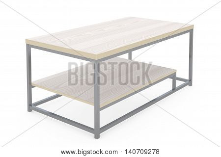 Simple Wooden Cocktail and Coffee Table on a white background. 3d Rendering