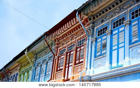 singapore, singapore - July 31, 2016: colorful heritage residential house at joo chiat road singapore