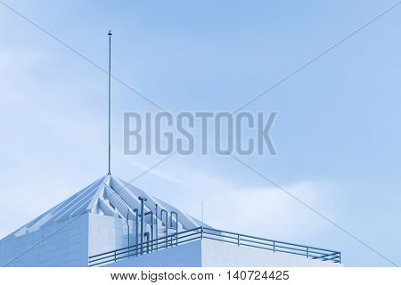 lightning rod on the building sky background