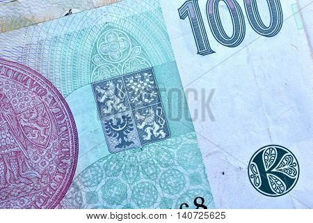 Close up Czech Koruna currency, Czech Republic