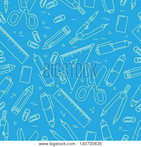 School Supplies Seamless Pattern.