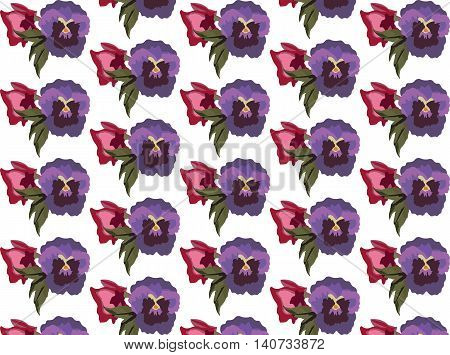 Vintage colorful flowers patternVector. Vector Traditional Retro style geranium flowers. Vector illustration