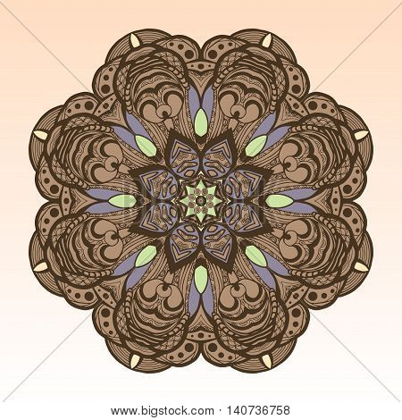 Hand drawn mandala. Isolated decorative element. Zentangle
