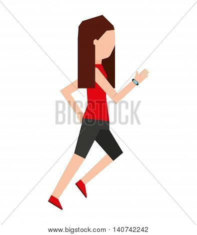woman running silhouette icon vector illustration design