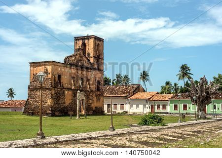 iconic views of Brazil: Matriz Church ruins in the historic city of Alcantara near Sao Luis Maranhao State Brazil
