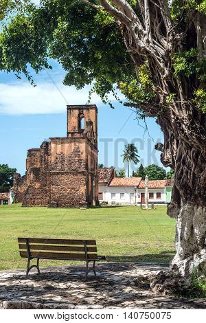 Iconic views of Brazil: Matriz Church ruins in the historic city of Alcantara near Sao Luis Maranhao State Brazil