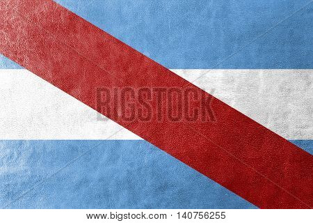 Flag Of Entre Rios Province, Argentina, Painted On Leather Texture