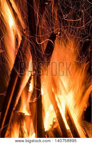 The beautiful fire in the camping, summer 2016