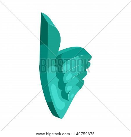 Thumb up gesture icon in cartoon style on a white background