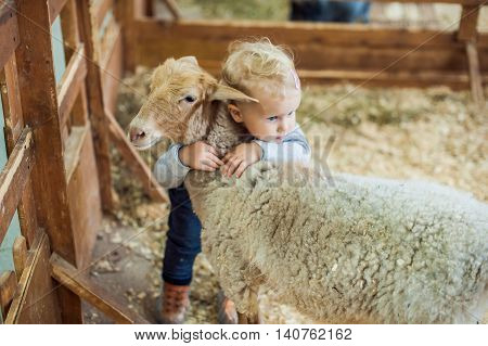 Girl Hugging Lamb