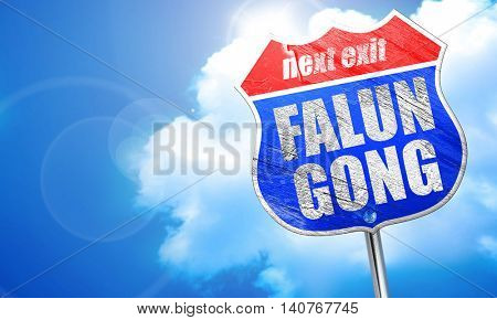 Falun gong, 3D rendering, blue street sign