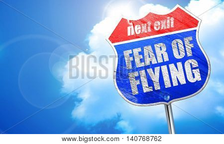 fear of flying, 3D rendering, blue street sign