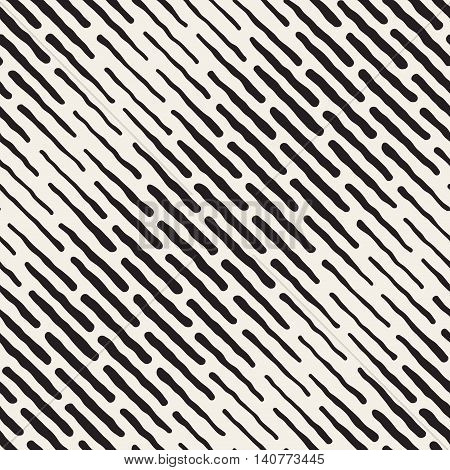 Vector Seamless Black And White Hand Drawn Daigonal Dash Lines Halftone Pattern