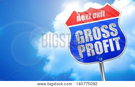 gross profit, 3D rendering, blue street sign