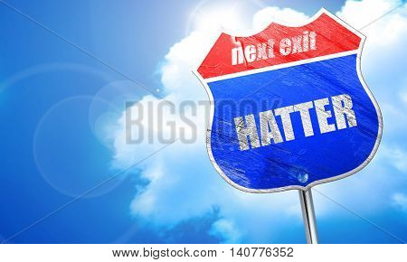 hatter, 3D rendering, blue street sign